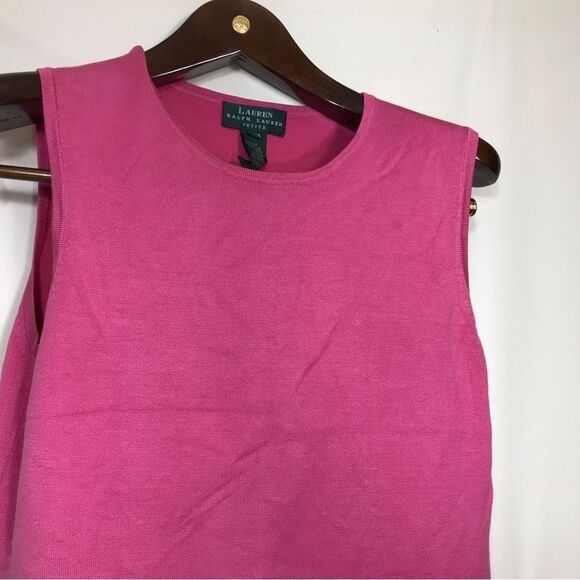 Lauren Ralph Lauren Women's Pink Cotton Blend Tank Top, Size PM - Picture 2 of 6